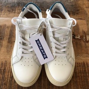 “Greats” brand Italian leather white sneakers.